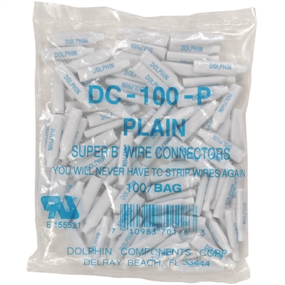 Dolphin Super B Connectors (DC-100-P) (Bag Of 100, White, Dry, Non-filled)