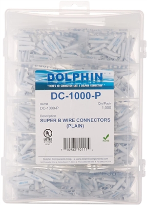 Dolphin Super B Connectors (DC-1000-P) (10 Bags Of 100, White, Dry, Non ...